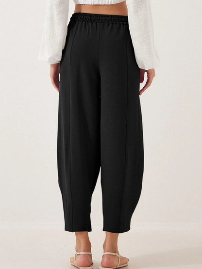 Plussize Bred Ben Snøre Bukser Cropped