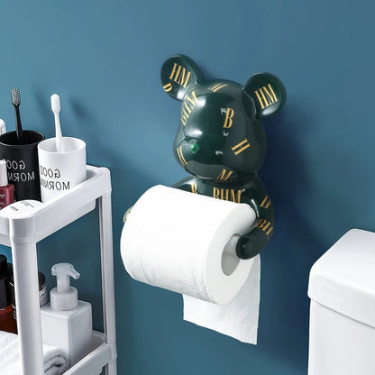 Moderne sort bjørne toiletpapirholder stander