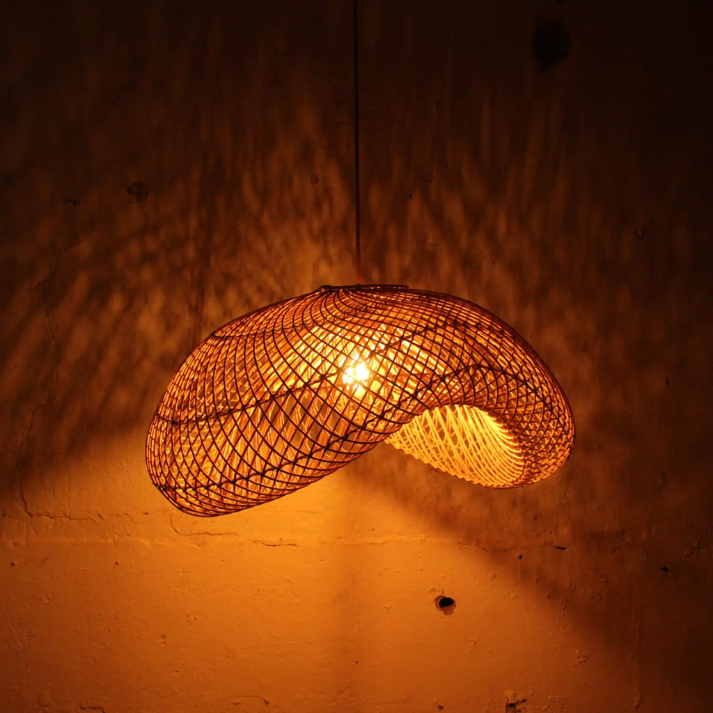 Flettet Rattan Pendelampe
