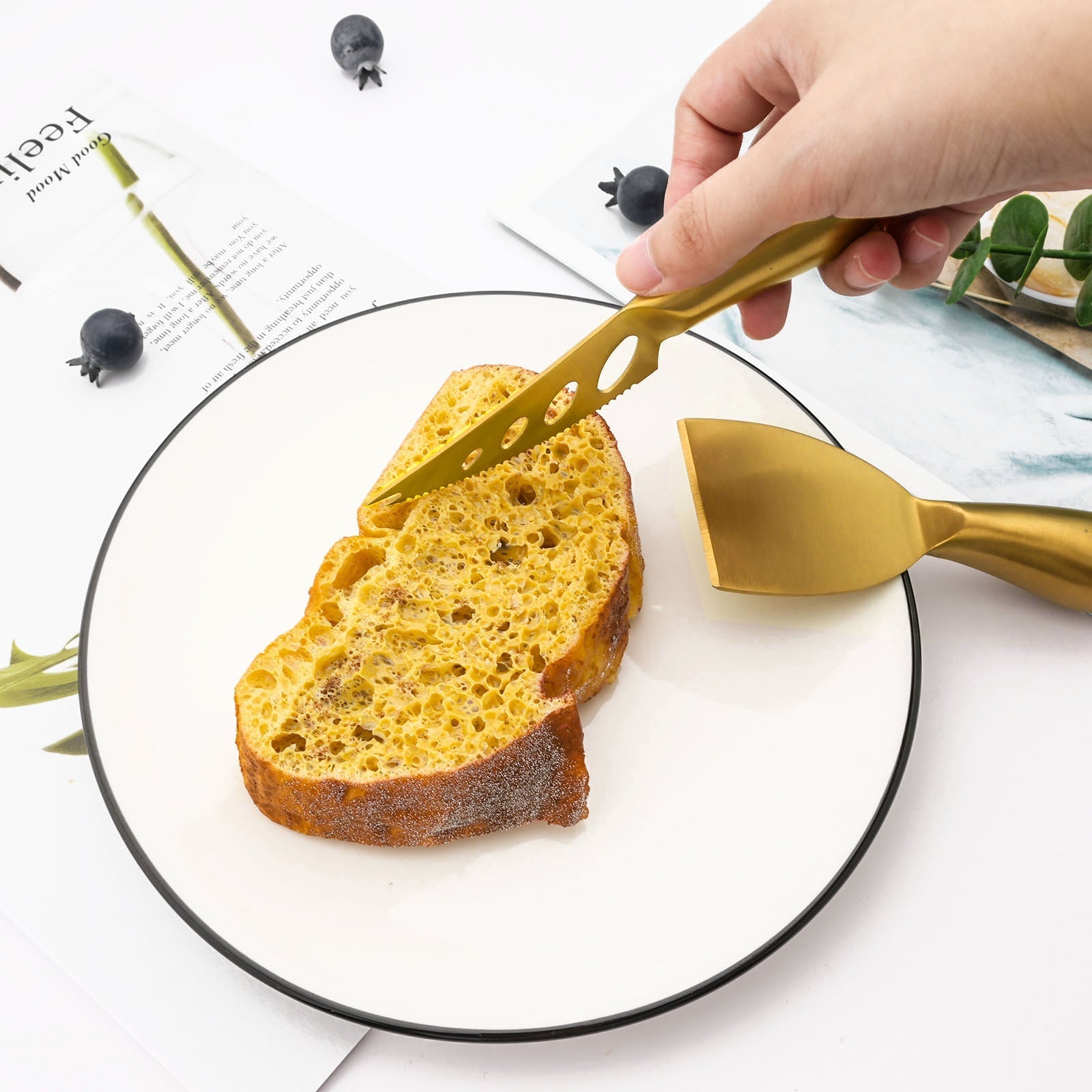 Elegant osteknivsæt i rustfrit stål til underholdning