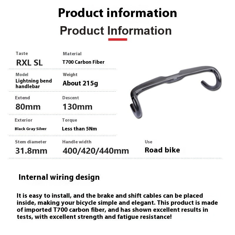 Ikke-standard Racerbike Carbon Fiber Drop Bar Ultra-let Håndtag Tilbehør