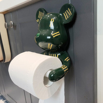 Moderne sort bjørne toiletpapirholder stander