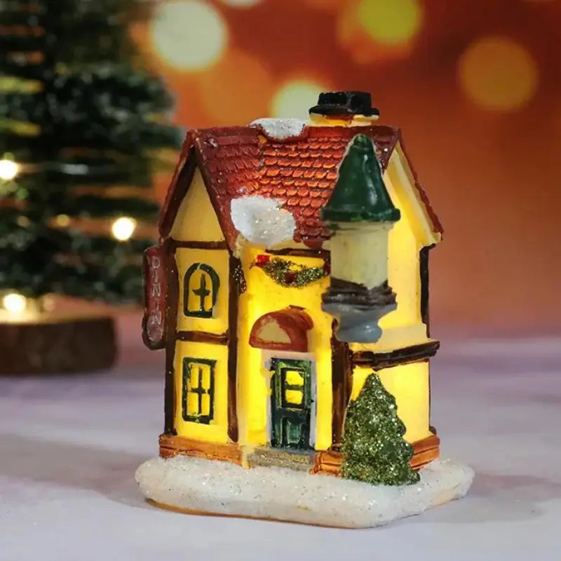 Oplyste Julelandsby Huse Dekoration