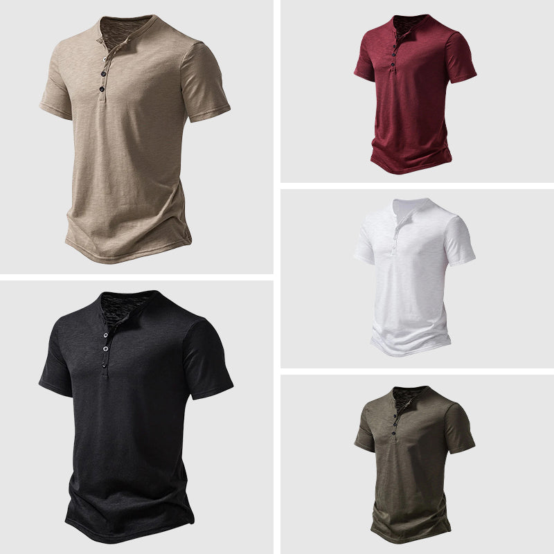 Herre Titan Henley Skjorte Slim Fit Casual Top
