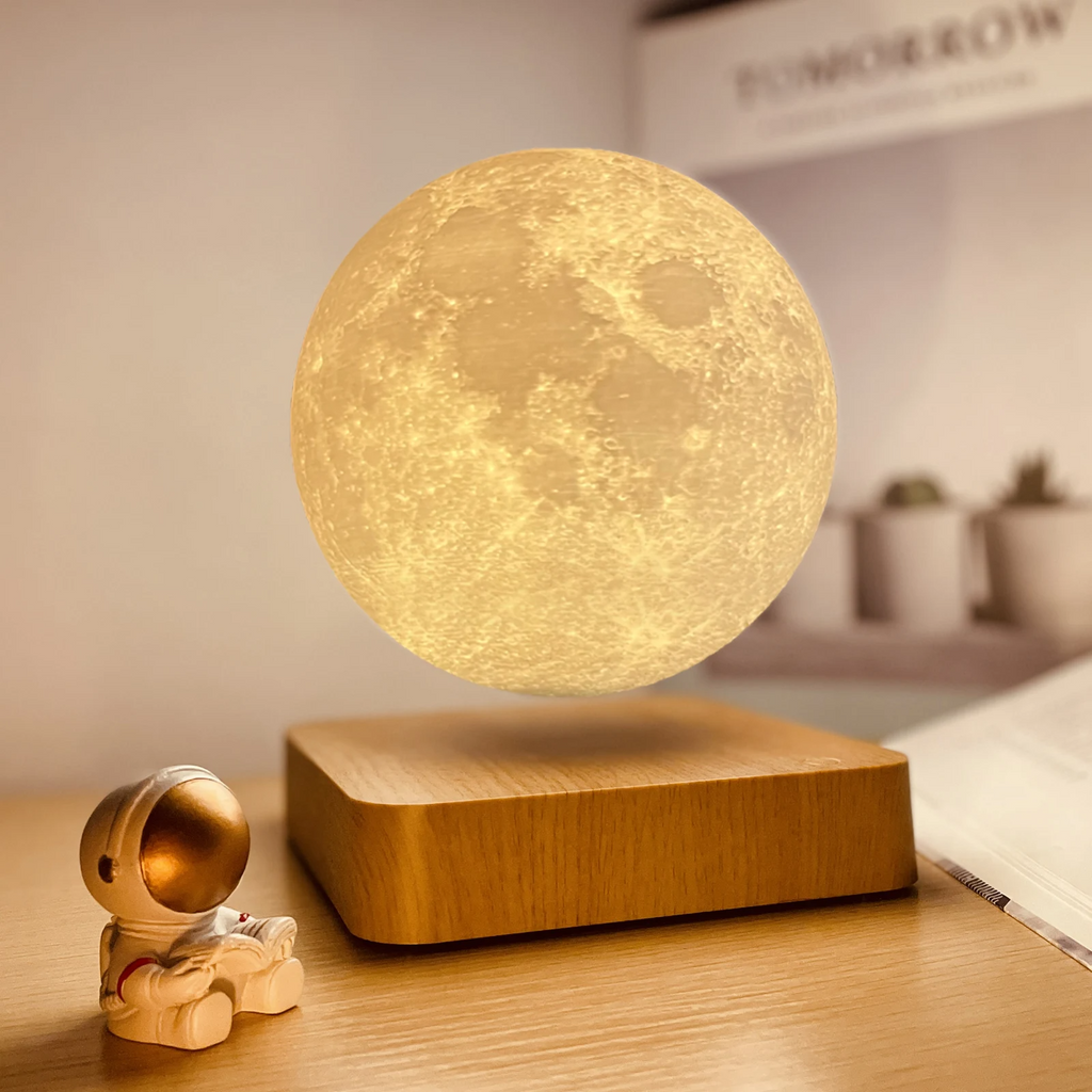 LunaFloat | Elegant Træbase Svævende Måne Lampe