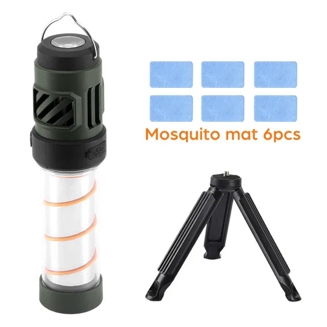 Tri-Light Muggenspray: USB Opladelig, Vandtæt Campinglampe Med Magnetisk Stativ