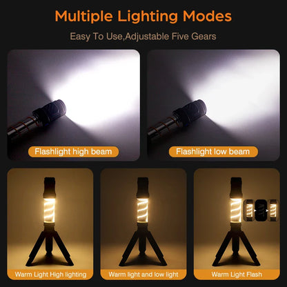 Tri-Light Muggenspray: USB Opladelig, Vandtæt Campinglampe Med Magnetisk Stativ