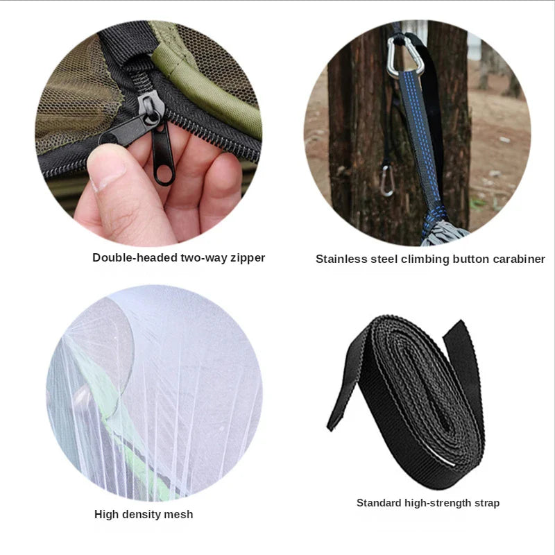 Udendørs Camping Klamboe Hængekøje Med Anti-Rul Nylon Gyngestol 260X140Cm