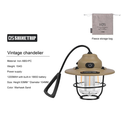 Vintage-inspireret Retro Genopladelig LED Campinglanterne