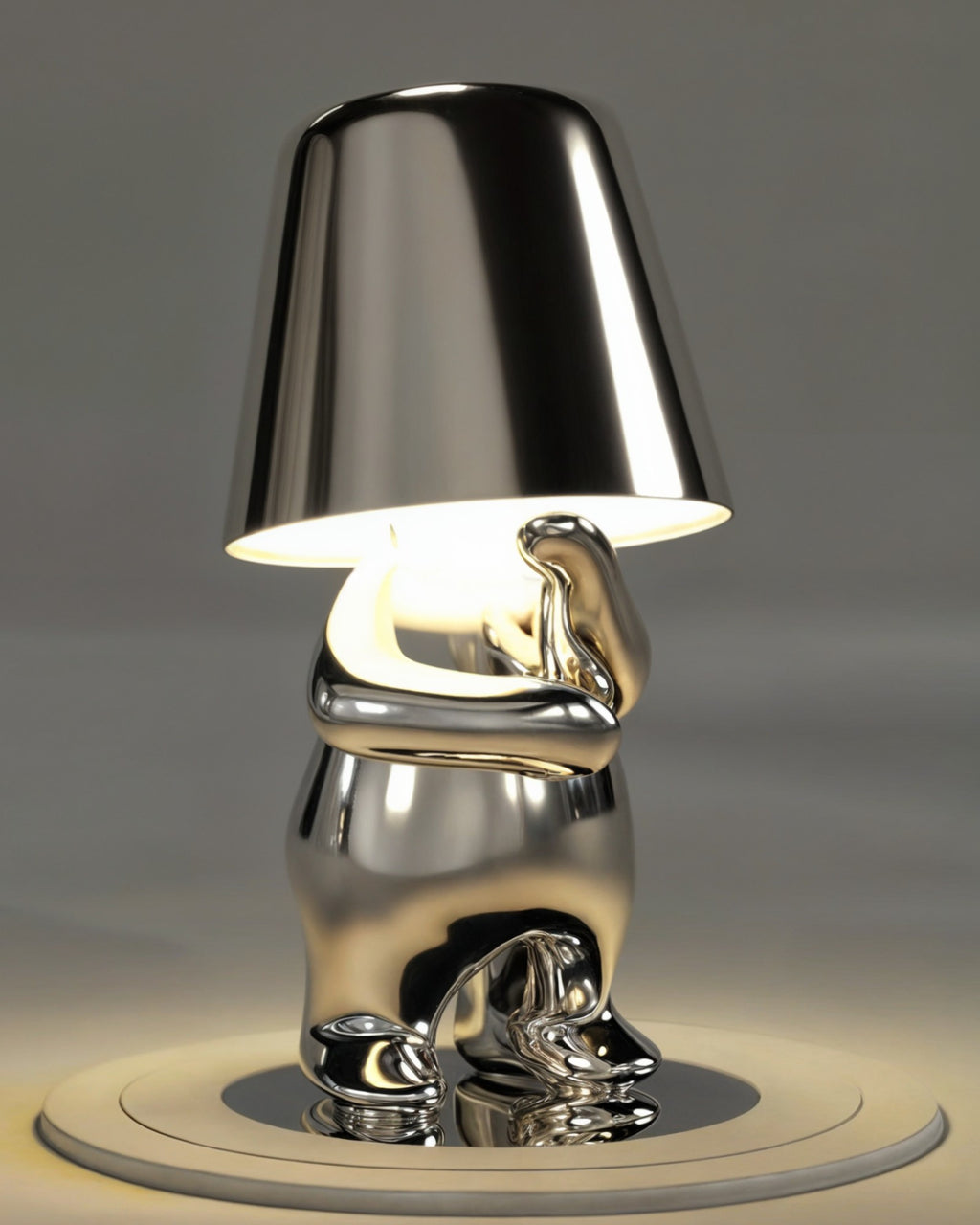 Guldfarvet USB-genopladelig bordlampe, dæmpbar, 1800 mAh batteri, harpiks, 3 W
