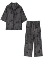 Jacquard Løs Skjorte Bukser Matchende Sæt