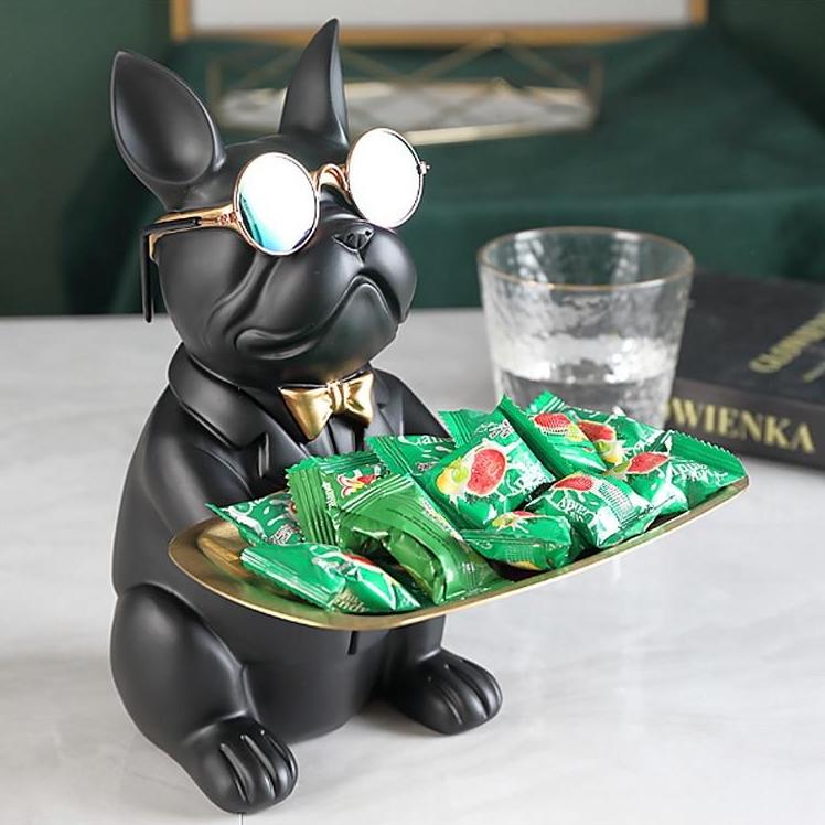 Sej Fransk Bulldog Dekorativ Gylden Bakke