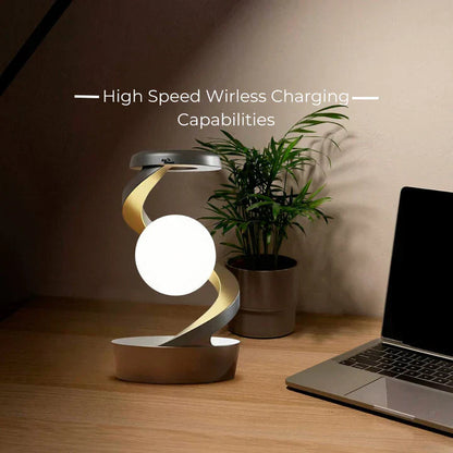Moderne LED skrivebordslampe med trådløs telefonoplader