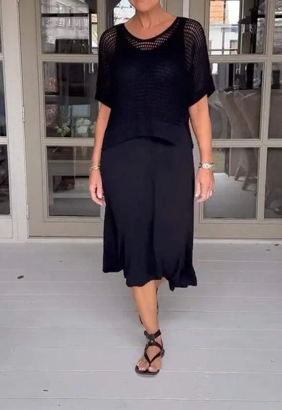LaceFusion- kjole med seler og hul bluse i et sæt!