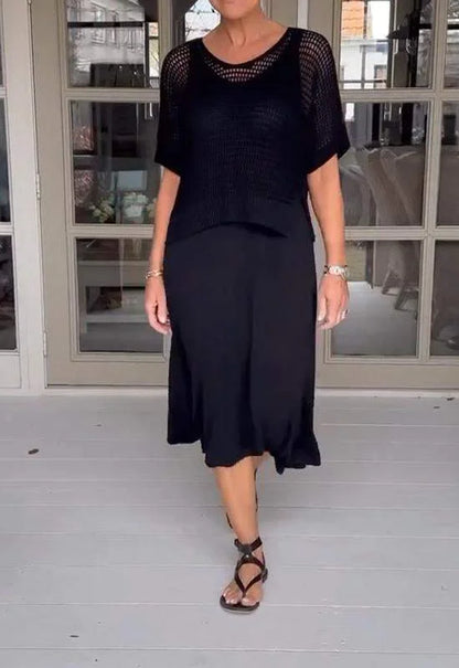 LaceFusion- kjole med seler og hul bluse i et sæt!