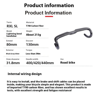Ikke-standard Racerbike Carbon Fiber Drop Bar Ultra-let Håndtag Tilbehør
