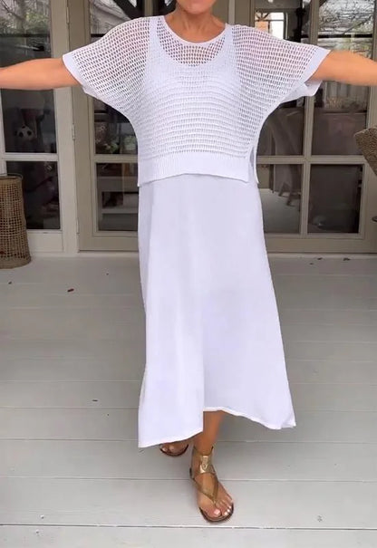 LaceFusion- kjole med seler og hul bluse i et sæt!