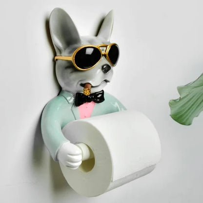 Designer toiletpapirholder formet som en hund