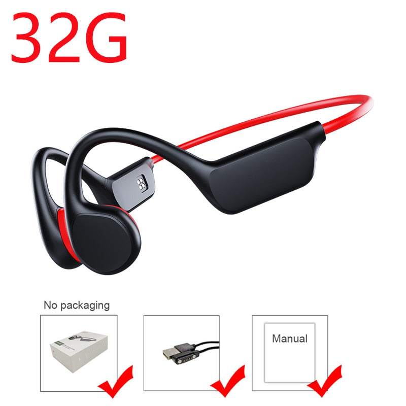 Bone Conduction Trådløse Ørebøffer med MP3-afspiller, Bluetooth 5.3, Vandtæt IPX8 og Mikrofon