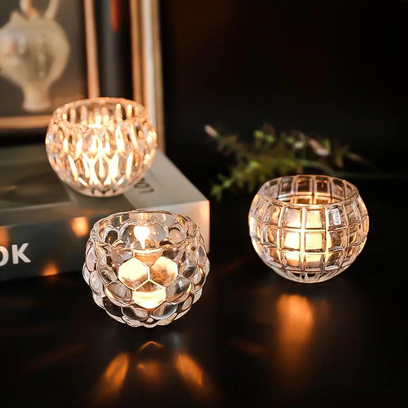 Elegant bølget tekstureret glas lysestage