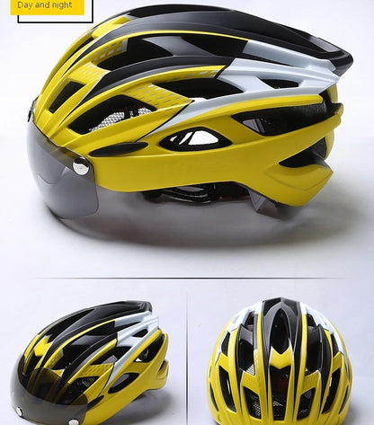 Cykelhjelm med integrerede goggles til kørseludstyr