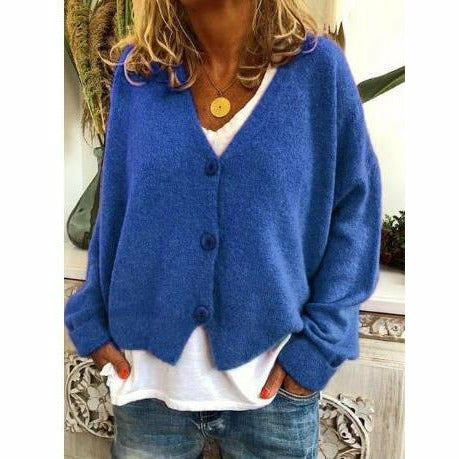 Hyggelig afslappet cardigan med V-hals til hverdags elegance
