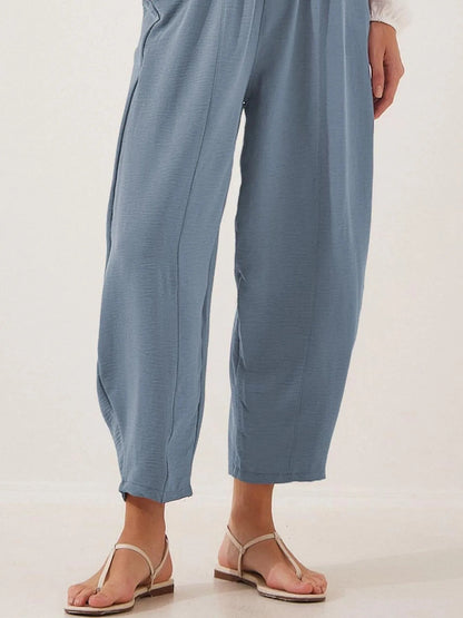 Plussize Bred Ben Snøre Bukser Cropped