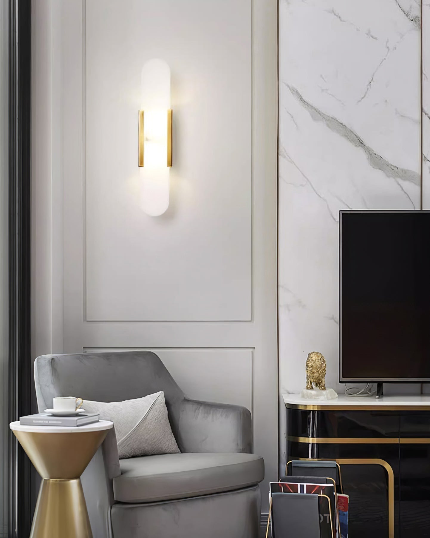 Væglampe i Marmorlook – Elegant Stemningslys
