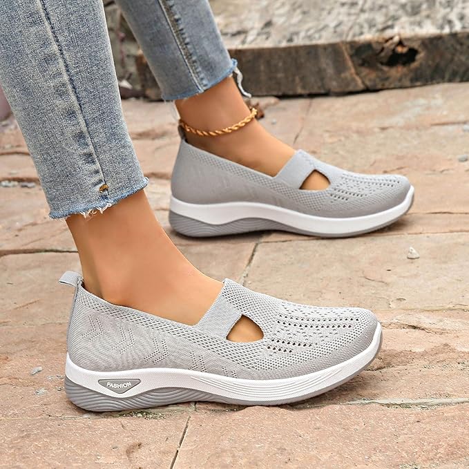 Dames letvægt strikkede slip-on sneakers