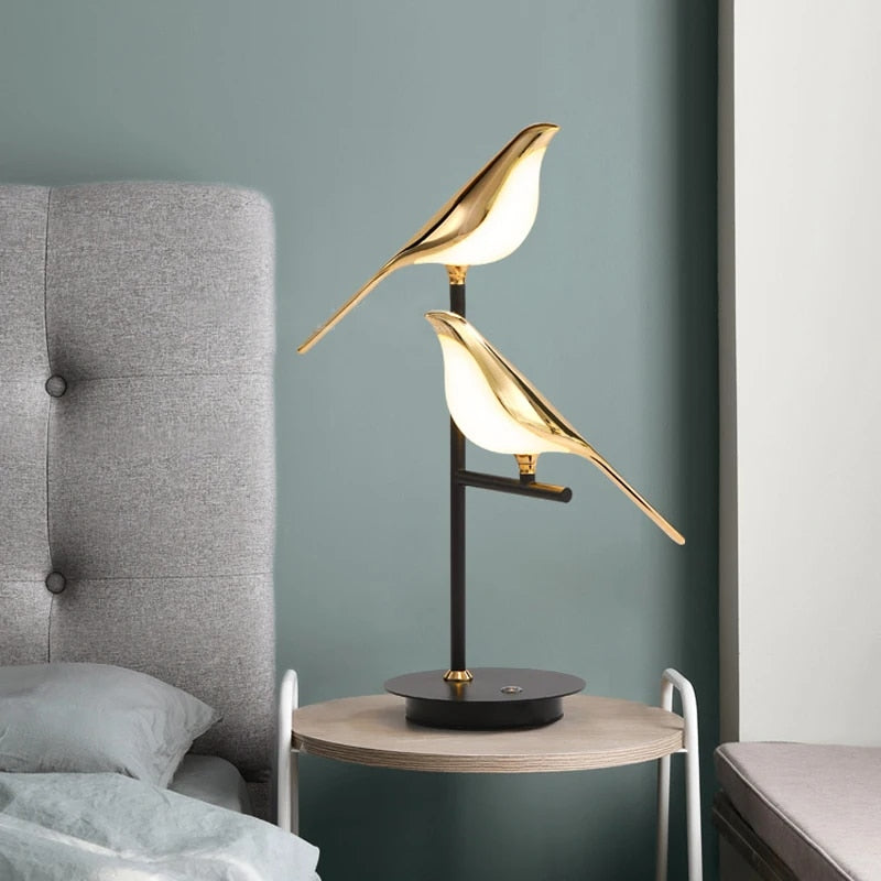 Fugle Bordlampe – Elegant Dekoration og Blødt Lys