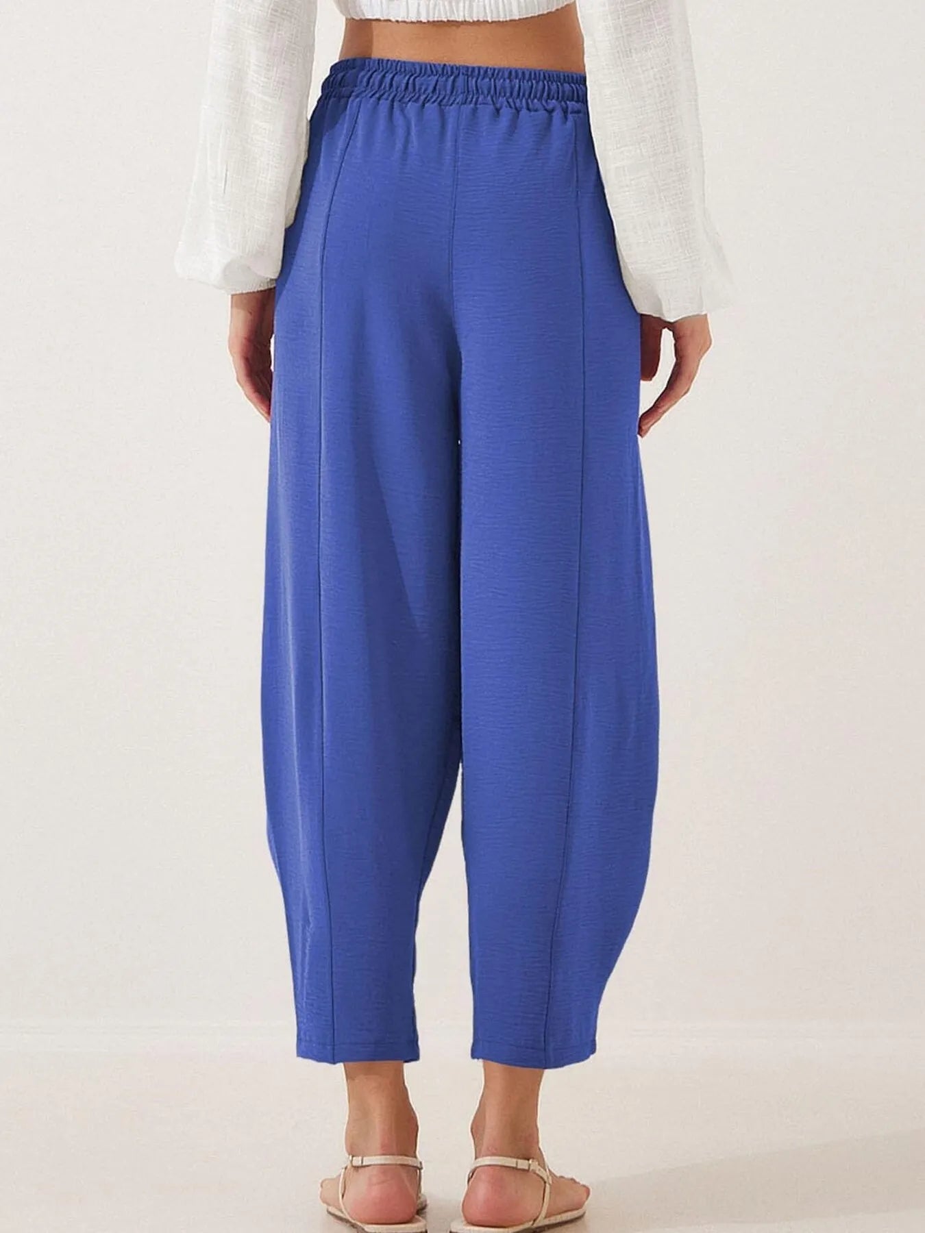 Plussize Bred Ben Snøre Bukser Cropped