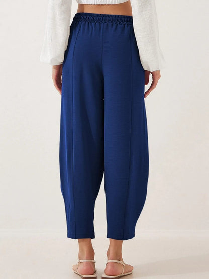 Plussize Bred Ben Snøre Bukser Cropped