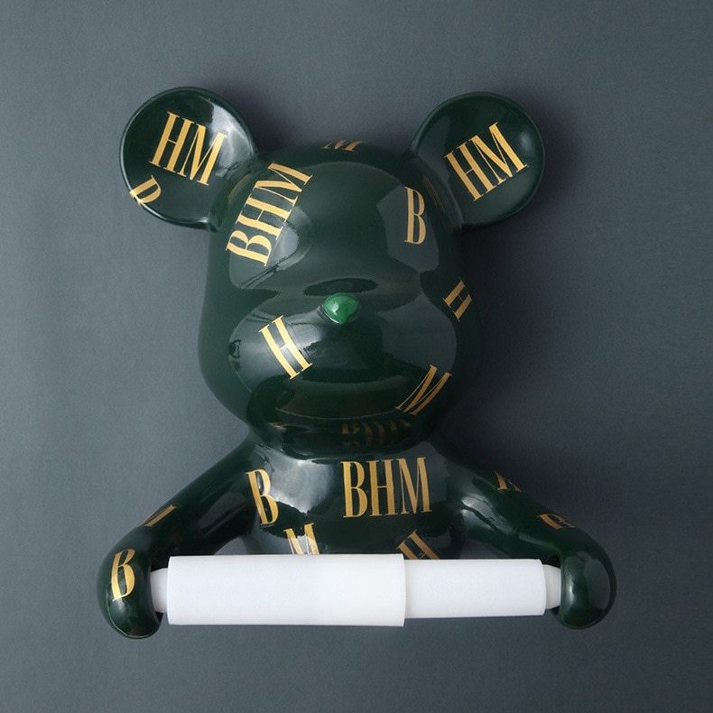 Moderne sort bjørne toiletpapirholder stander