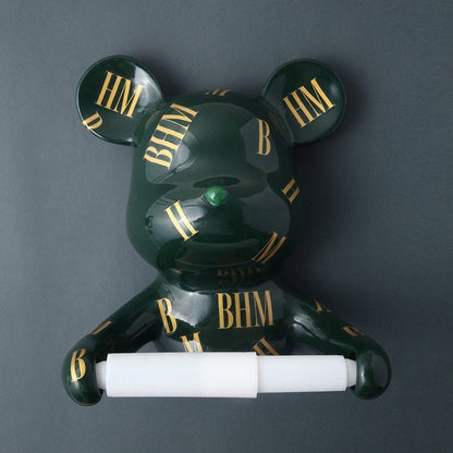 Moderne sort bjørne toiletpapirholder stander