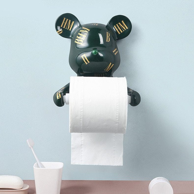 Moderne sort bjørne toiletpapirholder stander