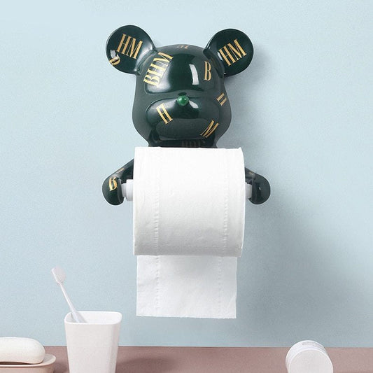 Moderne sort bjørne toiletpapirholder stander