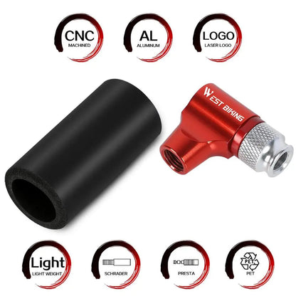 Bærbar CO2-pumpestation Mini Cykelpumpe til Presta og Schrader Ventiler