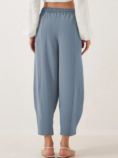 Plussize Bred Ben Snøre Bukser Cropped