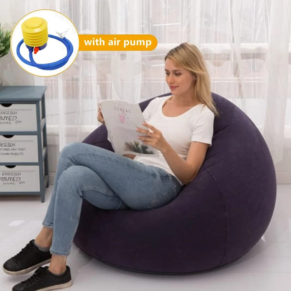 Oppustelig loungestol – stor lazy sofa til inde & ude