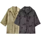 Jacquard Løs Skjorte Bukser Matchende Sæt