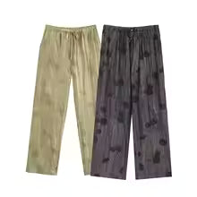 Jacquard Løs Skjorte Bukser Matchende Sæt