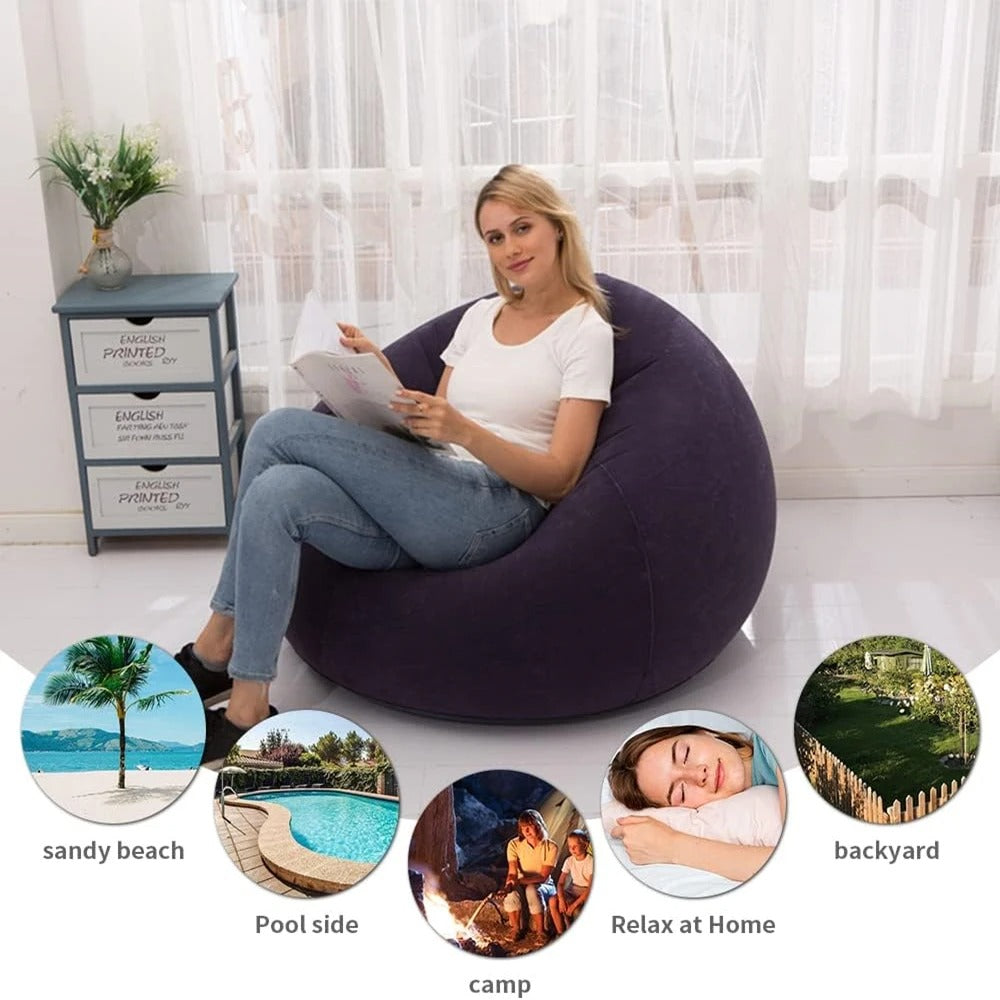 Oppustelig loungestol – stor lazy sofa til inde & ude