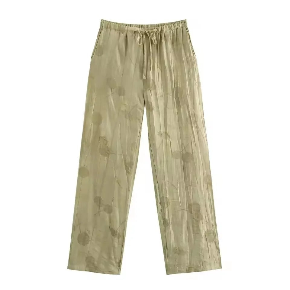 Jacquard Løs Skjorte Bukser Matchende Sæt