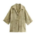 Jacquard Løs Skjorte Bukser Matchende Sæt