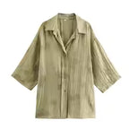 Jacquard Løs Skjorte Bukser Matchende Sæt