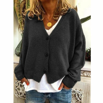 Hyggelig afslappet cardigan med V-hals til hverdags elegance